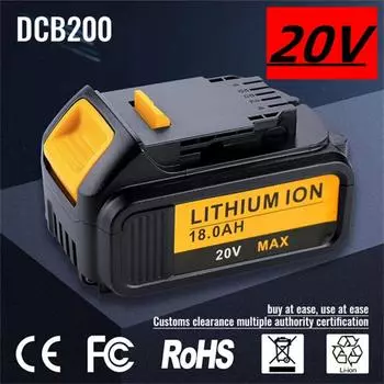 Подходит для инструмента DeWalt DCB184 DCB181 DCB182 DCB200 аккумулятор 18000 мАч 20 В 5 А аккумуляторная батарея + зарядное устройство 3 А оранжевый