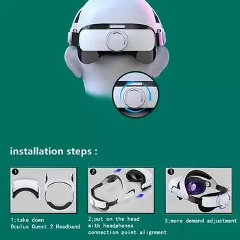 Подходит для очков Oculus Quest2 VR. Удобный головной убор. Регулируемый баланс. Отсутствие давления на белый