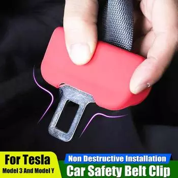 Подходит для Tesla Model 3 Model Y, защитный чехол для ремня безопасности, зажим для ремня безопасности, защитная пряжка для карты красный