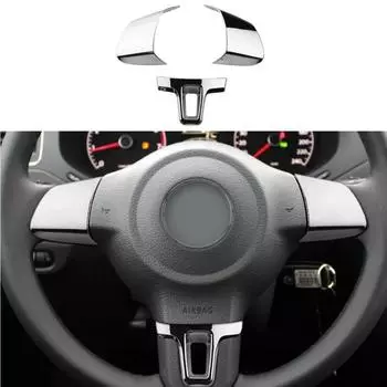 Подходит для Volkswagen VW Tiguan 2010-2015 Touran Passat 2011-2015 ABS хромированный руль блестящий чехол наклейки для салона автомобиля серебряный