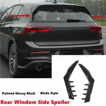 Подходит для VW Golf-2022 GTI RLine R 8 MK8 MKVIII, боковой спойлер на заднее окно, накладка на крыло, окрашенная в глянцевый черный спортивный лезвие