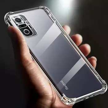 Подходит для Xiaomi Redmi Note 10 Pro Max чехол 4G утолщенный подушка безопасности ударопрочный прозрачный мягкий TPU чехол для телефона прозрачная задняя крышка for Note10promax 4G прозрачный