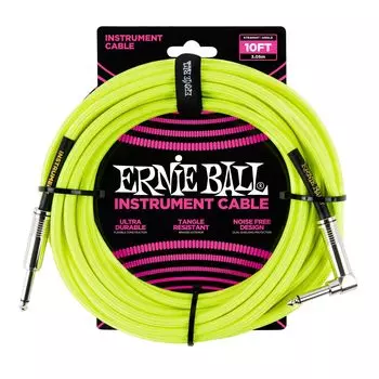 [Подлинный] ERNIE BALL 6080 музыкальный инструмент экранированный кабель 10 футов плетеный инструментальный кабель 3,05 м неоново-желтый