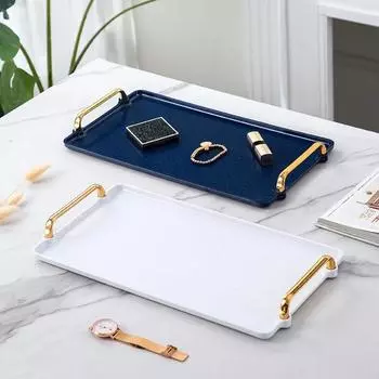 Поднос для сервировки Nordic Rectangular Plastic, нескользящий, для чая, фруктов, десертов, дома, кухни, многофункциональный органайзер