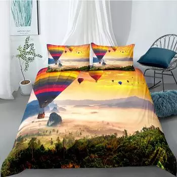 Пододеяльник Air Balloon King Queen с изображением альпийских белых облаков, комплект постельного белья, природный пейзаж, горы, леса, полиэстеровое одеяло 70x133cm 2pcs