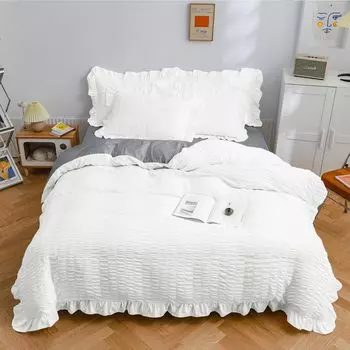 Пододеяльник AYO Single 3 Piece Seersucker Fabric с пододеяльником, накидка на постельное белье Peach Skin для западного и японского стиля, быстросохнущий, тип 3