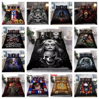 Пододеяльник Doona с 3D-принтом черепа, комплект постельного белья, одинарный, двойной, подарок Single 135x200cm