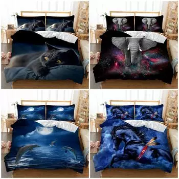 Пододеяльник Doona с 3D принтом животных, комплект постельного белья Queen King, наволочки Single 135x200cm