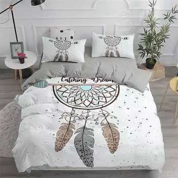 Пододеяльник Dreamcatcher белого цвета из микрофибры с принтом Bohemian King, комплект постельного белья для девочек и взрослых, мягкий чехол с наволочкой EU single(135x200cm)