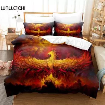 Пододеяльник Flaming Phoenix Full Queen Phoenix Nirvana Fired Volcano Комплект постельного белья из микрофибры Покрывало для подростков Декор для взрослых EU single(135x200cm)
