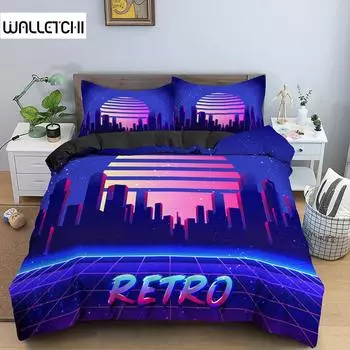 Пододеяльник Game Scene King Queen 3D Neon Комплект постельного белья Youth Hippie Hip Hop Покрывало Modern Rock Полиэстеровый чехол EU single(135x200cm)