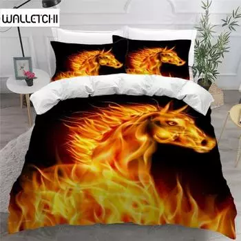 Пододеяльник с цветным пламенем, комплект постельного белья 3D Cool Fire для детей и девочек, мягкий пододеяльник из микрофибры с застежкой-молнией EU single(135x200cm)