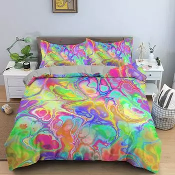 Пододеяльник с геометрическим узором Psychedelic Постельное белье из микрофибры с застежкой-молнией Queen King Size для подростков и взрослых EU single(135x200cm)
