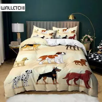 Пододеяльник с рисунком собаки из мультфильма, комплект постельного белья с изображением золотистого ретривера для девочек и мальчиков, любителей собак, мягкий полиэстеровый пододеяльник размера «king-size» EU single(135x200cm)