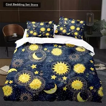 Пододеяльник Sun Moon King Queen в стиле бохо-магии, комплект постельного белья для подростков и взрослых, золотистое экзотическое племя, 23 шт., полиэстеровое одеяло 70x133cm 2pcs