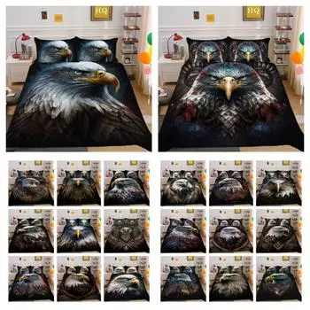 Пододеяльники с 3D-печатью Eagle, постельное белье King Size, домашнее постельное белье, улучшенный декор из микрофибры для спальни UK Single 135x200cm