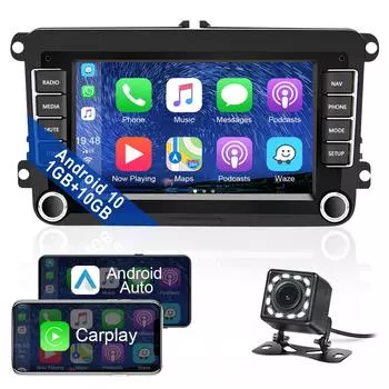 Podofo 7 дюймов Android 10,0 двойной Din автомобильный радиоприемник с Apple Carplay Android Auto для VW Golf Passat Polo TIGUAN TOURAN авторадио Bluetooth GPS Wi-Fi FM