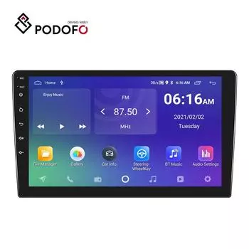 Podofo Android 11.0 2 Din 10,1 HD 1080P Автомобильное стерео радио 1 + 16G/2 + 32G Автомобильный MP5-плеер WIFI GPS Bluetooth FM-радио Зеркальная связь AHD вид сзади 1+16G