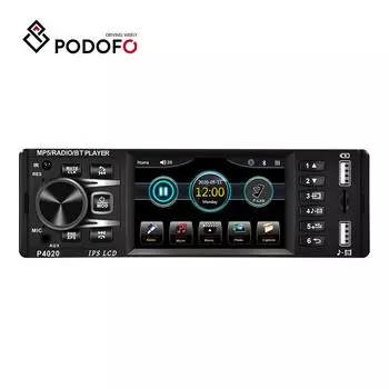 Podofo Single Din 3,8-дюймовый автомобильный радиоприемник, авторадио, IPS-экран, автомобильный MP5-плеер, FM Bluetooth, рулевое колесо, дистанционное управление, интеллектуальная динамическая камера заднего вида