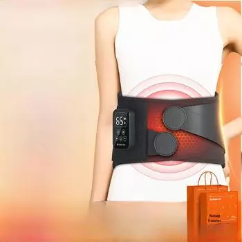 Подогреваемый эластичный пояс-массажер для поддержки живота и талии Button waist protector чёрный