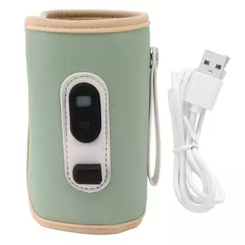 Подогреватель бутылочек для детского молока USB с цифровым дисплеем, 5 скоростей, портативный подогреватель детского молока для молока зелёный