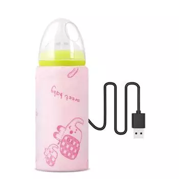 Подогреватель детских бутылочек для молока, USB-зарядка, 42 градуса, сохранение тепла, мягкий пух, подогреватель бутылочек для кормления, синий розовый