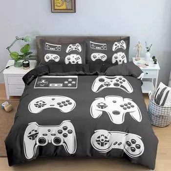 Подростковый видеоигровой стеганый пододеяльник King Gamepad Controller Комплект постельного белья для детей Мальчики Девочки Молодежный игровой комплект постельного белья из полиэстера 70x133cm 2pcs