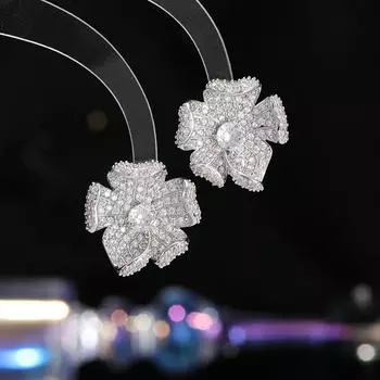 Подсолнух трехмерные серьги игла из серебра 925 пробы элегантный темперамент модные серьги-гвоздики слегка инкрустированные цирконием серьги женские серебряный