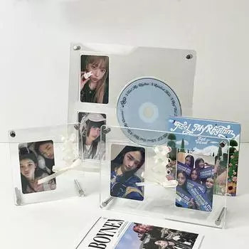Подставка для фотографий на компакт-дисках, прозрачная акриловая фоторамка, держатель для фотокарточек, протектор для открыток-идолов, декор комнаты B