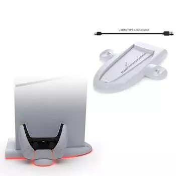 Подставка для радиатора игровой консоли PS5 Slim и держатель для зарядки игрового контроллера со встроенной RGB-подсветкой Игровые аксессуары