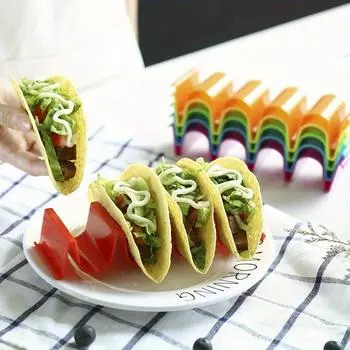 Подставка для тако Rainbow Wave из 8 предметов - креативный пластиковый поднос для мексиканских роллов, мексиканских роллов и блинов - кухонные принадлежности red-1pcs