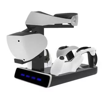 Подставка для зарядной станции PS VR2 со светодиодной подсветкой, контроллер, зарядное устройство, совместимое с Playstation 5, ручка геймпада, гарнитура VR чёрный