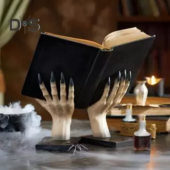 Подставки для книг на Хэллоуин, ведьма, рука, подставка для книг, готический декор для дома, полки, настольные страшные руки ведьмы, держащие подставку для книг, декор для комнаты на Хэллоуин A