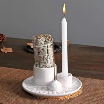 Подсвечник Morandi Color, многофункциональная керамическая курильница 4 в 1, курильница Palo Santo, курильница Sage, курильница для благовоний