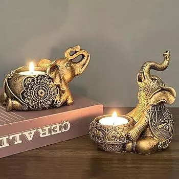 Подсвечник в виде слона, приносящий удачу, декор в виде слона, подсвечник для чайных свечей, небольшой подсвечник, подарок на удачу