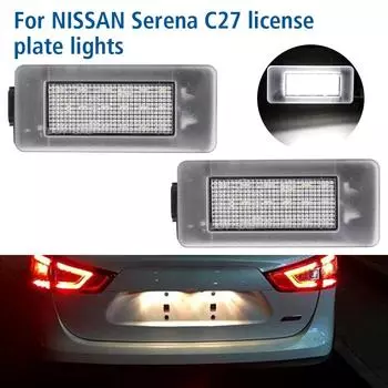 Подсветка номерного знака автомобиля, автомобильные аксессуары, 18SMD светодиоды, 2 шт., подсветка номерного знака для NISSAN Serena C27 black