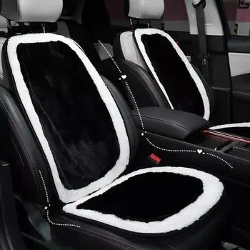 Подушка для автомобильного сиденья мягкая и плюшевая для зимнего тепла Классические черно-белые автомобильные аксессуары для общего назначения Подушка для автомобильного сиденья Спинка