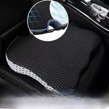 Подушка для автомобильного сиденья с эффектом памяти 3D Honeycomb: Дышащий, утолщенный и удобный sloped cushion чёрный/серый
