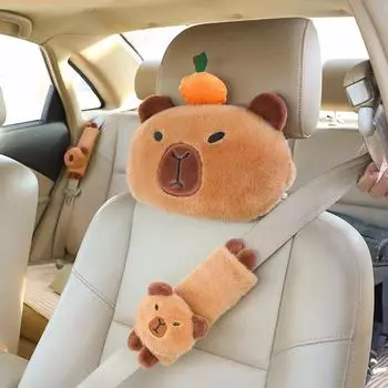 Подушка для шеи Capybara Cartoon Car - Милая и декоративная защита плеч и поддержка шеи в виде морской свинки shoulder guard, single, 19cm, 0.06KG