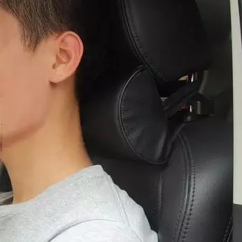 Подушка для шеи на автомобильное сиденье, защитная подушка для головы, защита шеи, удобная подушка для подголовника в автомобиле, кожа чёрный