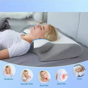 Подушка для шеи с эффектом памяти, контурная поддержка, подушки для сна, облегчение боли в шее, животе или на боку для взрослых светло-серый