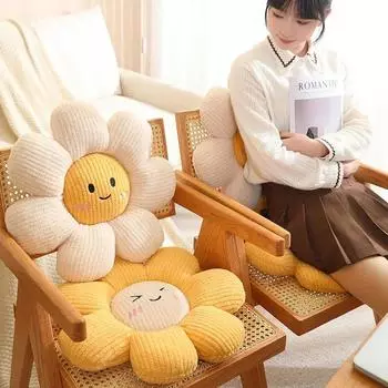 Подушка для сиденья Wind Plush Flower с изображением улыбающегося лица, домашний декор, подушка для дивана, подушка для футона, подушка для сиденья автомобиля, подушка для ягодиц офисного кресла 45cm