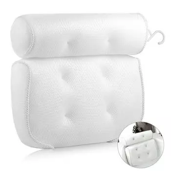 Подушка для ванны для поддержки шеи и спины в ванне 3D Air Mesh Spa Подушки для ванны с присоской белый