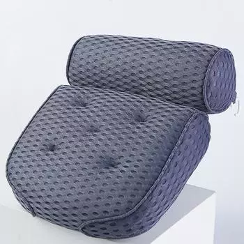 Подушка для ванны с 4D-дышащей сеткой и 7 присосками для поддержки головы, спины, плеч и шеи, подходит для всех видов ванн синий