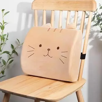 Подушка с эффектом памяти, съемная, моющаяся, офисная, с рисунком кота, на талию, симпатичная, японская, на спинку стула, на талию 35x32x12cm бежевый
