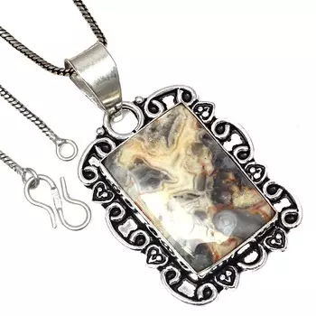 Подвеска Crazy Lace Agate Gemstone Valentine Day Ethnic Silver Jewelry 2