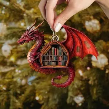 Подвеска для книжной полки Yousheng Dragon, акриловое украшение для рождественской елки, 2D-украшение для книжной полки в виде дракона, подарок на память для любителей книг-драконов синий