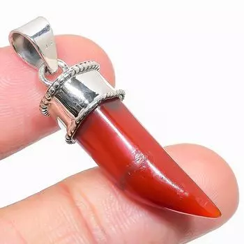 Подвеска из чистого серебра 925 пробы с натуральным сердоликом ручной работы 2 дюйма Y8D39