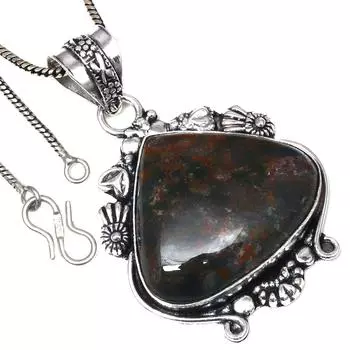 Подвеска из драгоценного камня Ocean Jasper, ручная работа, серебряное украшение ко Дню святого Валентина, 2,25 дюйма