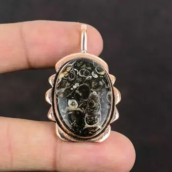 Подвеска из драгоценного камня с агатом Turritella, медный кулон, подвеска последнего дизайна, ювелирные изделия с агатом Turritella, кулон ручной работы, медные украшения для подарков